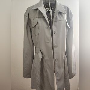 Vintage Gray Belted Trench Coat Jacket